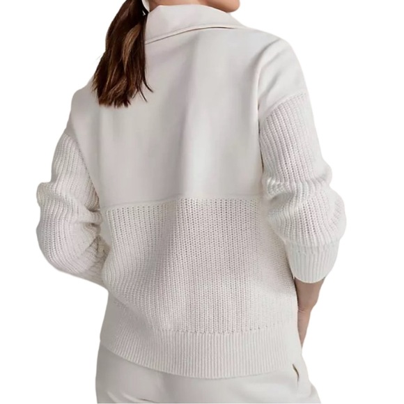 Haven Well Within Half-Zip Pullover Organic Cotton Small Cream Textured Knit - Picture 2 of 7